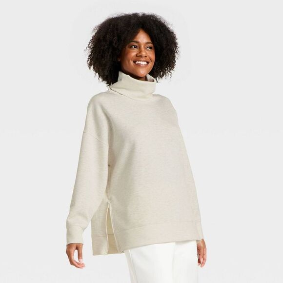 All In Motion Tops - Open Box - All In Motion - Women's Airy Sleek Funnel Neck Sweatshi Cream